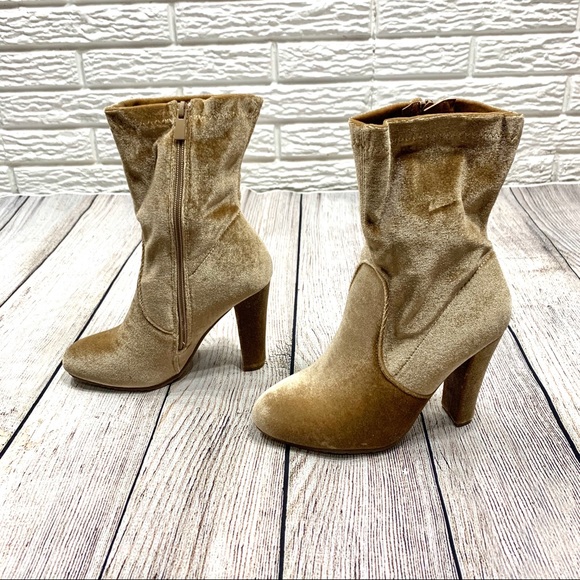 Forever Champagne Velvet Dasia Calf Length Boots - Picture 4 of 6